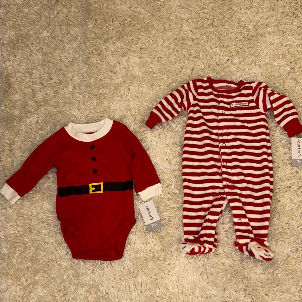 Carter's Festive Red and White Santa Footies